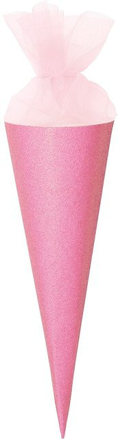 Rico Design Schultüte Rohling aus Karton mit Tüllverschluss und Glitter in Pink, Höhe: 35,0 cm - Bild 1