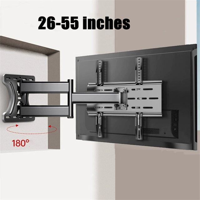 BEISHI Full Motion TV-Wandhalterung für 26–55 Zoll, schwarz, drehbar und neigbar mit langem Arm und 70 cm Verlängerung, max. VESA 400 x 400 mm - Bild 1