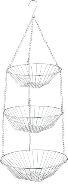 Relaxdays Hängekorb aus Stahl in Silber, 3 Etagen, stapelbar, Höhe: 73 cm, Breite: 28 cm, Tiefe: 28 cm - Bild 1