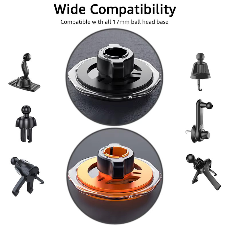 Untoom Universelle Magnetische Auto-Handyhalterung mit MagSafe und 17mm Kugelkopf-Basis in Schwarz und Gelb - Bild 5