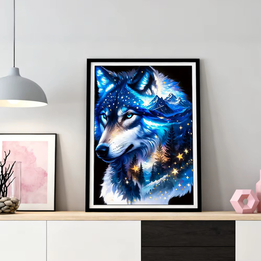 HUACAN Diamond Painting Wolf Motiv als 5D Mosaik Set in Multicolor, B/H: 30 x 20 cm - Bild 3