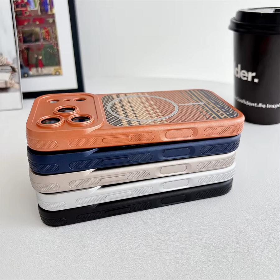 Xeber Kevlar Slim Magnetic Case mit Streifenmuster für iPhone 17 Pro Max, 16, 15, 14, 13, MagSafe kompatibel, stoßfest und ultradünn, Mehrfarbig - Bild 3