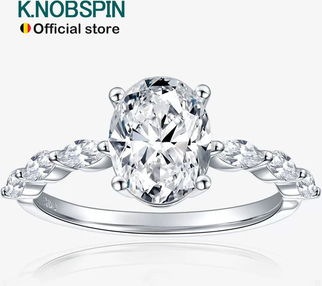 KNOBSPIN Verlobungsring, Moissanit, 925 Silber, Weiß, Damen - Bild 1