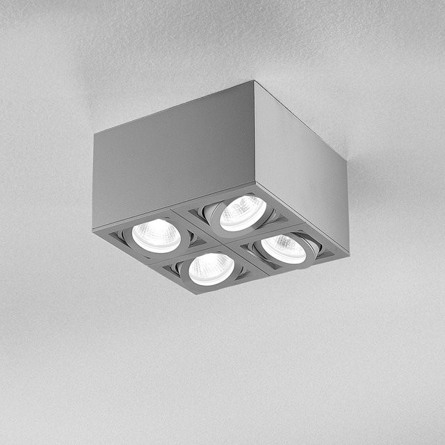 DLS Lighting Light Box 4 LED Deckenstrahler aus Aluminium in Grau mit verstellbaren Spots und GU10 Fassung - Bild 1