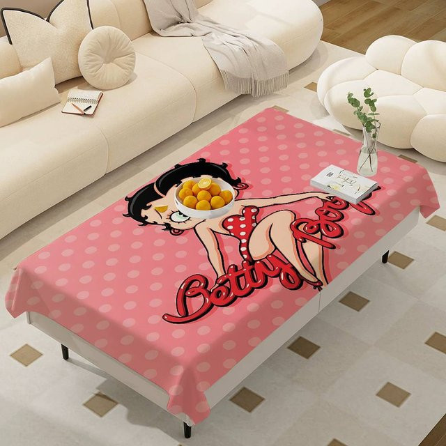 Potdemiel Tischdecke Betty Boop in Pink, wasserdichte und schmutzabweisende rechteckige Tischdecke für dein Esszimmer - Bild 1
