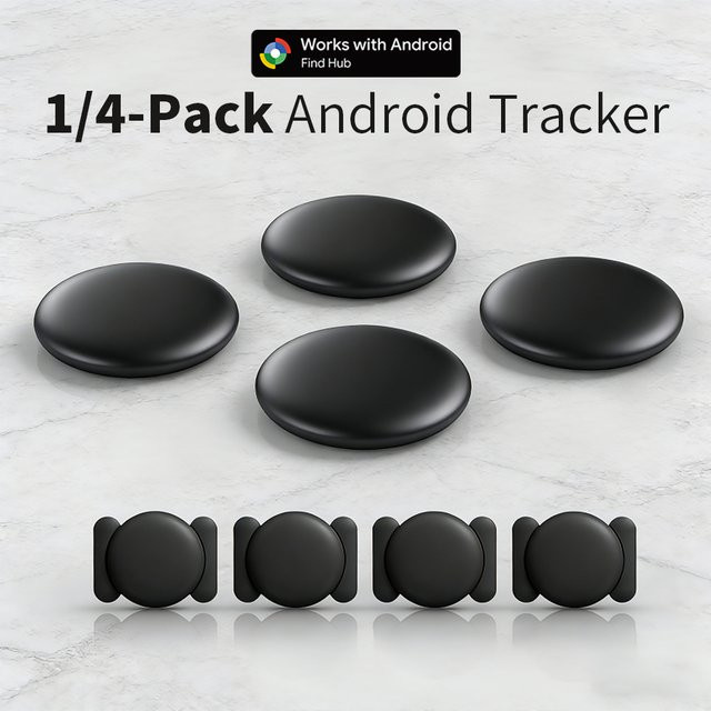 Google Smart Tag Findergerät für Android und Google Find My Device App, 1/4er-Pack, Schwarz - Bild 1