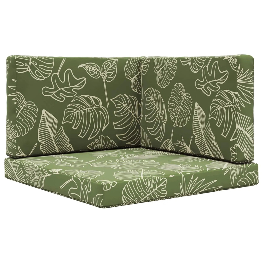 vidaXL Sofakissen für Draußen 3-teiliges Set Blattdesign in Grün aus Polyester - Bild 2