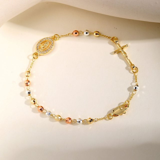 Vnox Rosenkranz Armband, Edelstahl, Zirkonia, Damen - Bild 1