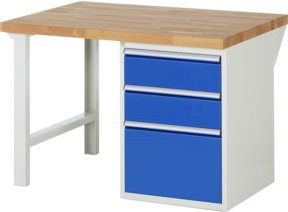 Rau Werkbank 7507A1 in Weiß mit 3 Schubladen, B: 125 cm, T: 90 cm, H: 89 cm - Bild 1