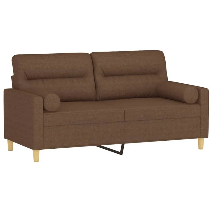 vidaXL 2-Sitzer-Sofa in Braun mit Zierkissen, modernes Design aus Stoff und Metallrahmen - Bild 2