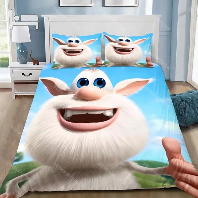 Cartoon B-Boobas Lustiges Bettwäsche-Set mit Bettbezug und Kissenbezug in Blau für Kinder, B/H: 90 x 200 cm - Bild 1