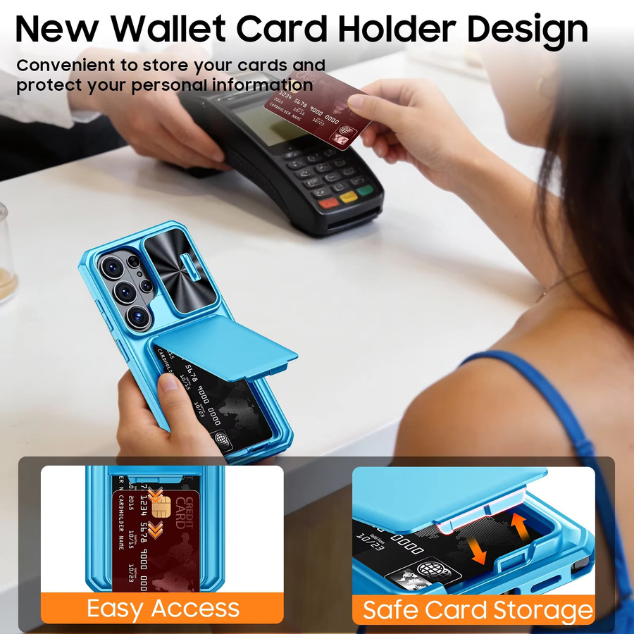 BANGZAO Handyhülle für Samsung Galaxy S26 Ultra mit Kamerahalter, stoßfeste TPU Schutzhülle, Hellblau - Bild 4
