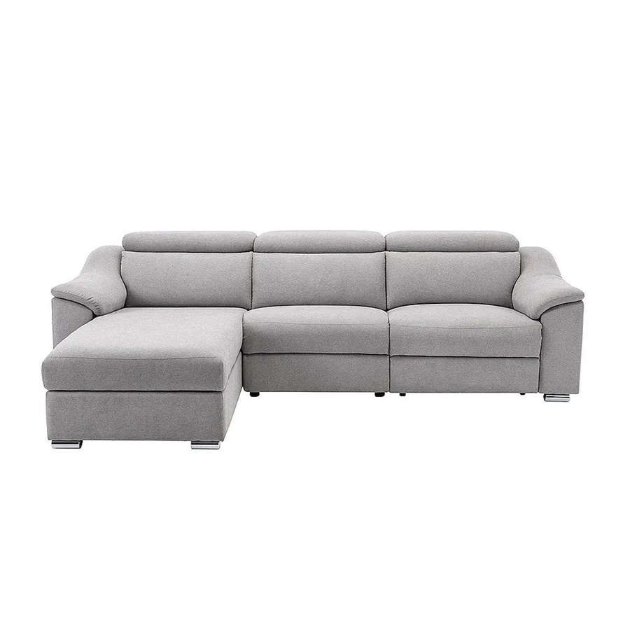 Vente-unique Relaxsofa Pedrera in Lichtgrau, L-Form mit motorisierter Sitzfunktion und Stoffbezug, Breite: 284 cm - Bild 2