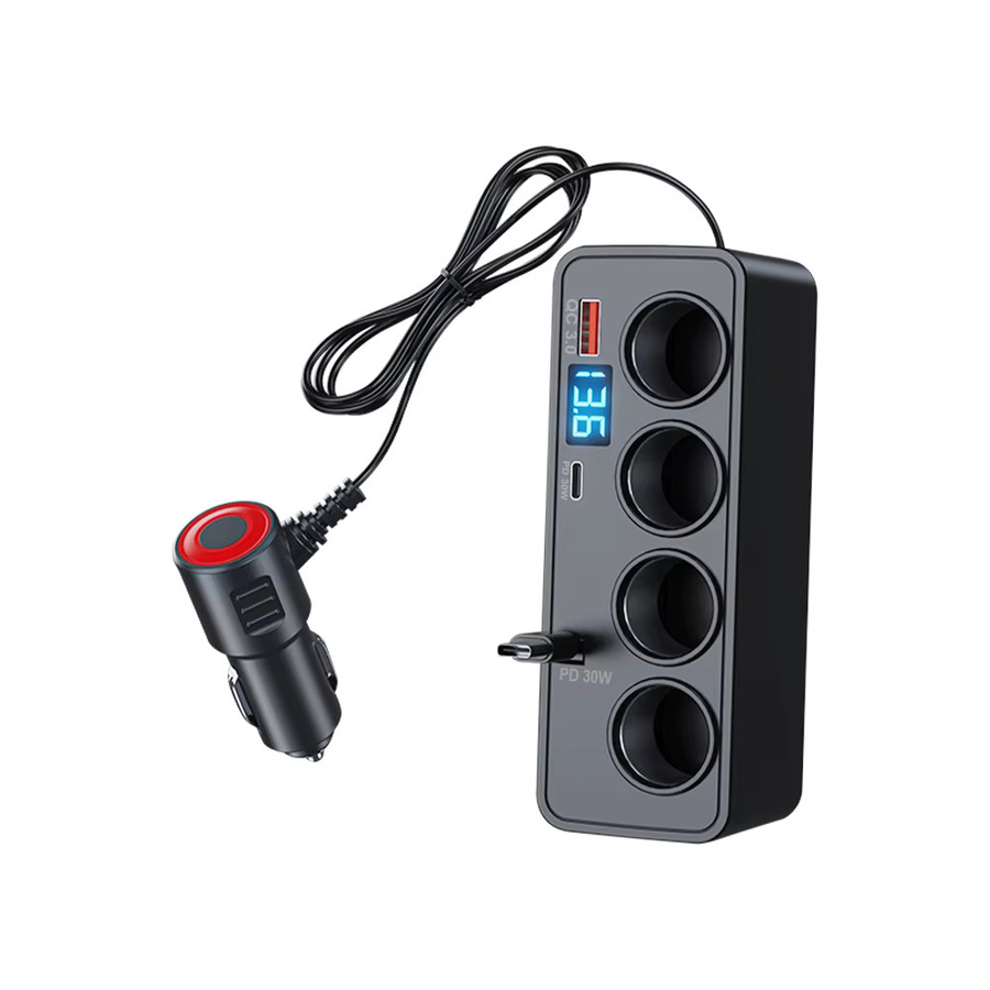 LEEPEE Multifunktionales Auto Ladegerät mit Digital Display und USB-C Schnellladefunktion QC3.0 + PD in Schwarz - Bild 5