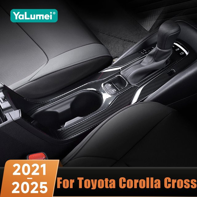 YaLumei Carbon Auto Mittelkonsole Getriebe Schaltschalter Abdeckung Rahmen für Toyota Corolla Cross XG10 Hybrid, Schwarz - Bild 1