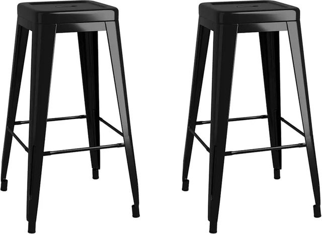 vidaXL Barhocker Set aus 2 Stück in Schwarz aus Metall stapelbar im industriellen Design - Bild 1