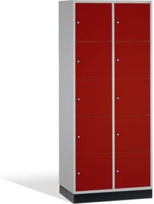 C+P Schließfachschrank Intro XL mit 10 Fächern, Front Rubinrot und Korpus Lichtgrau, H x B x T: 195 x 82 x 60 cm - Bild 1