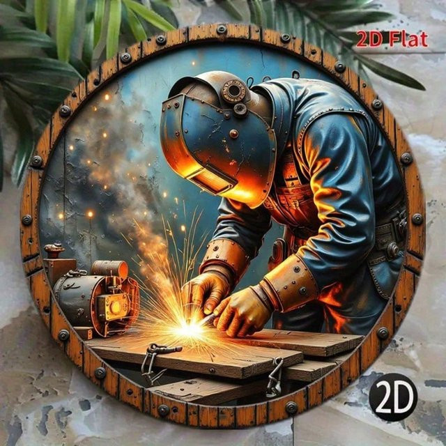 CIFBUY Runde Metall-Wandkunst im Industrial Farmhaus-Stil, Abstraktes Design, Mehrfarbig, Durchmesser: 20,32 cm - Bild 1