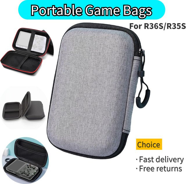 Tragbare EVA Schutzhülle für R36S und R35S Retro Handheld Videospiel Konsolen, wasserdicht und stoßfest, Farbe: Schwarz - Bild 1
