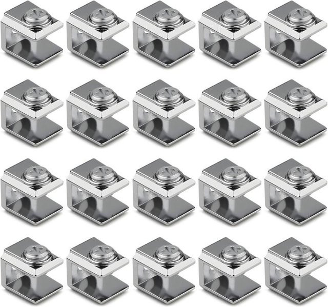 20 Stück Glasclip aus Edelstahl in Silber für 3-8 mm Glaspaneele zur Montage in Badezimmer und Küche - Bild 1