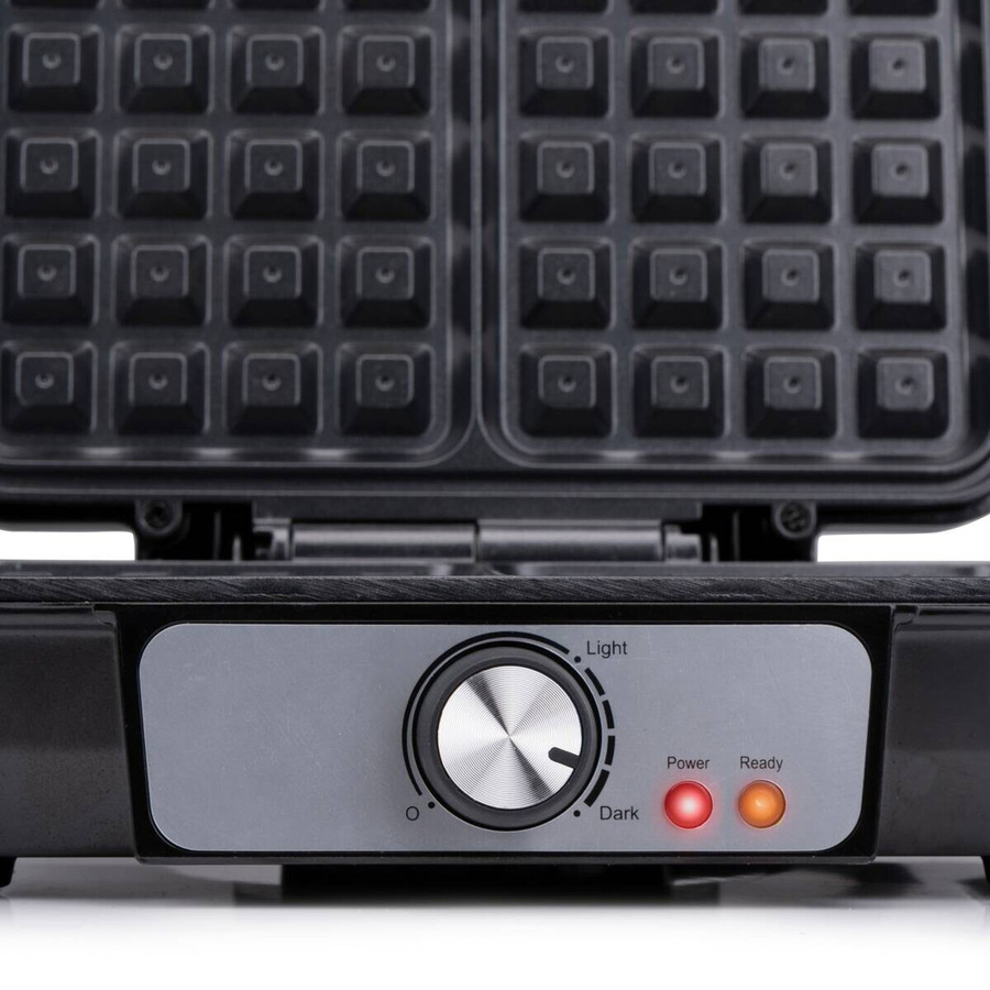 Alpina Waffeleisen für belgische Brüsseler Waffeln, 1000 Watt, Schwarz-Silber, Aluminium, B/H/L: 24 x 10 x 24 cm - Bild 3