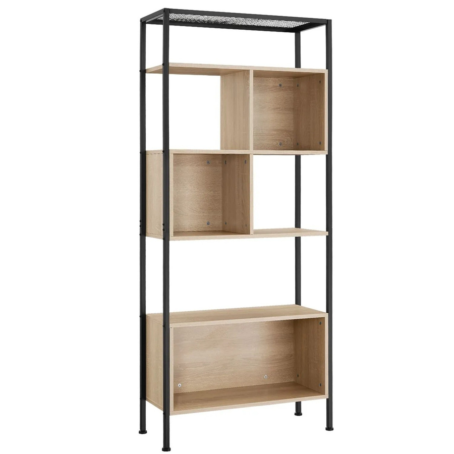 tectake Regal im Industrial Style aus Stahl und melaminbeschichtetem Holz in Schwarz und Braun, B/T/H: 75 x 31 x 170,5 cm - Bild 3