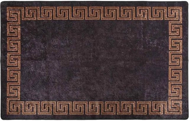 vidaXL Teppich in Schwarz und Gold, waschbar und rutschfest, B: 80 cm, L: 150 cm - Bild 1