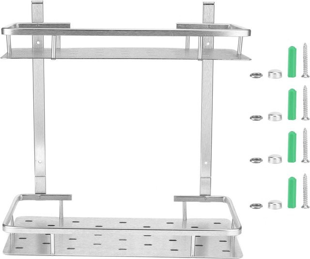 Koogeelife Badezimmerregal aus Aluminium, Rostfreie Duschablage und Küchenaufbewahrungskorb, Wandmontage, Weiß Matt - Bild 1