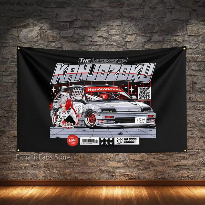 JDM modifizierte Rennwagen-Flagge aus Polyester in Schwarz mit Digitaldruck, B/H: 90 x 60 cm - Bild 2