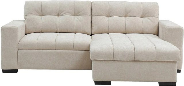 Vente-unique Schlafsofa Brisama in Beige, L-Form mit Stoffbezug und Schlaffunktion, Breite: 248 cm - Bild 1