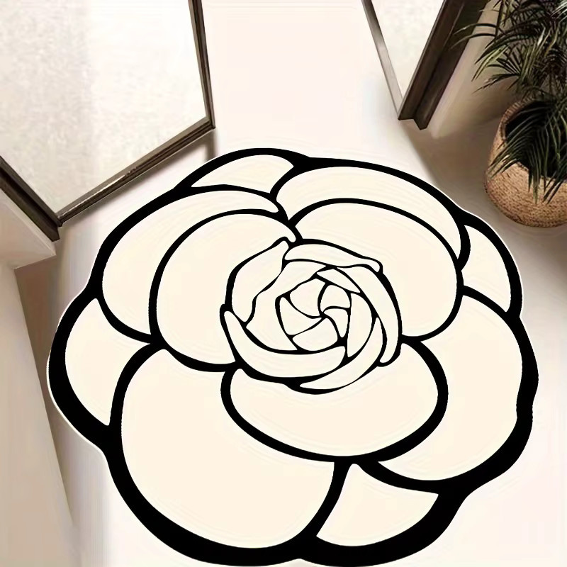 VIKAMA Minimalistischer Blumen-Kunstteppich mit Blossom-Design, rutschfest und geräuschreduzierend für Wohnzimmer und Schlafzimmer - Bild 2