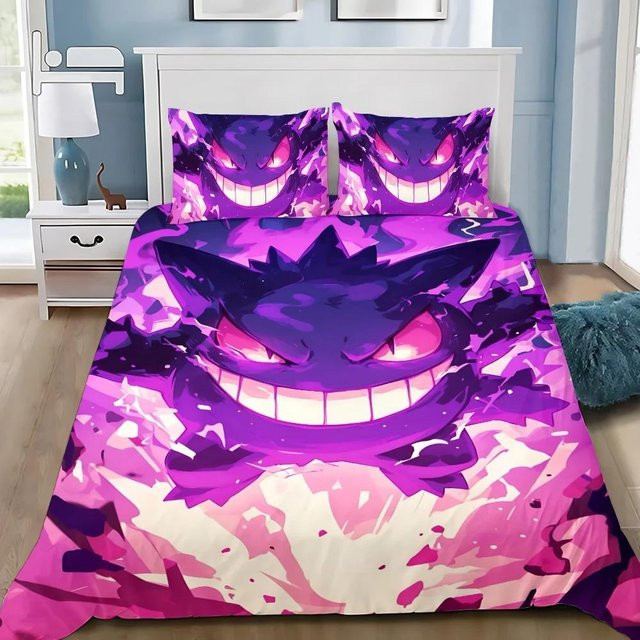 JMG Household Supplies Mikrofaser Bettwäscheset Pokemon Design in Lila, Bettbezug und Kissenbezug mit Reißverschluss, B/H: 135 x 200 cm - Bild 1
