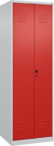 C+P Putzmittel-Spind Classic PLUS mit 2 Abteilen und Sicherheits-Drehriegel, grau-rot, H x B x T: 185 x 60 x 50 cm - Bild 1