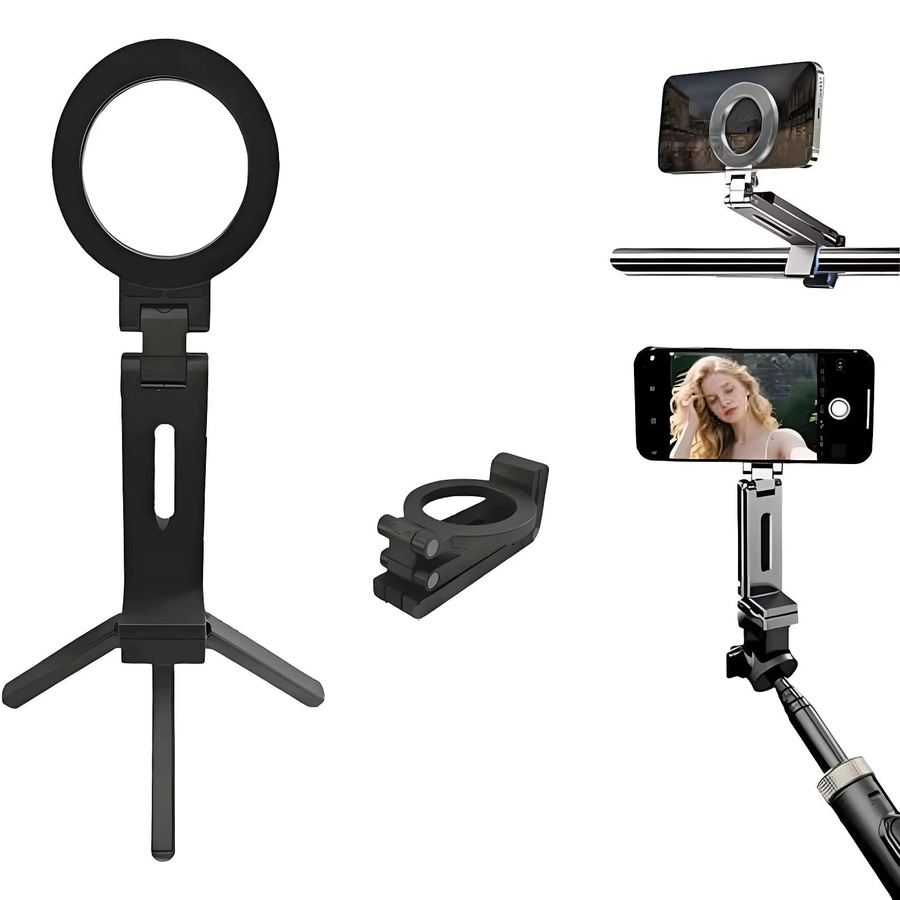 Magnetischer faltbarer Telefonstativhalter 360 Grad drehbar in Grau für iPhone und Samsung, tragbarer Handy-Ständer für Videoaufnahmen und Reisen - Bild 3