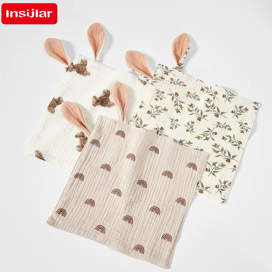 Weiches Musselin Baby Lätzchen und Waschlappen Set für Neugeborene und Kleinkinder mit Cartoon-Design - Bild 2