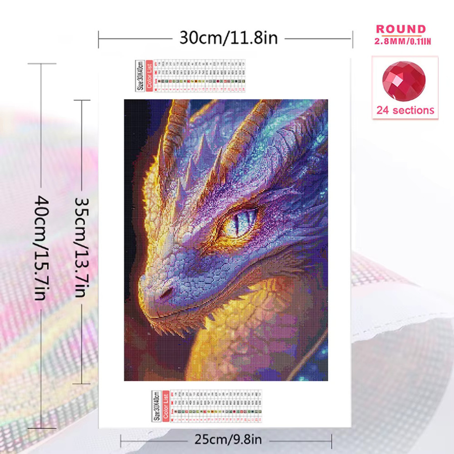 Evershine Diamant Mosaik Drache DIY 5D Kreuzstich Kit mit Strass Steinen in Multicolour, Breite: 30,0 cm, Höhe: 20,0 cm - Bild 2