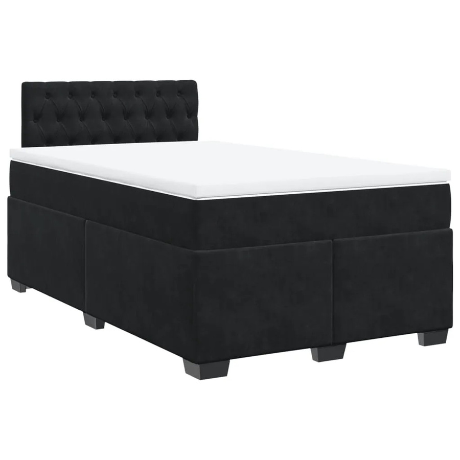 vidaXL Boxspringbett mit Matratze in Schwarz, Hybrid-Design mit Taschenfederkern und Samtbezug, B/T: 120 x 190 cm - Bild 2