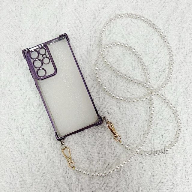Stoßfeste Samsung Galaxy Handyhülle mit Perlen-Armband und Crossbody-Lanyard in Transparent - Bild 1