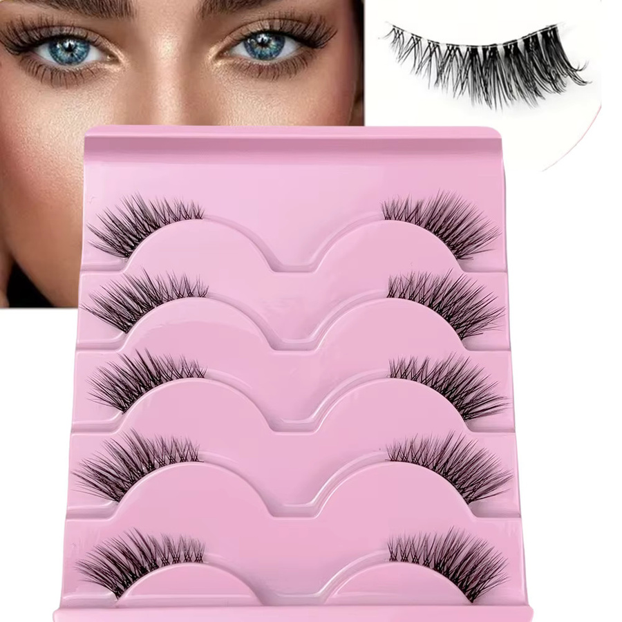LIMEIKAI Falsche Wimpern, halbe Wimpernverlängerung, natürlich, 5 Paar - Bild 2
