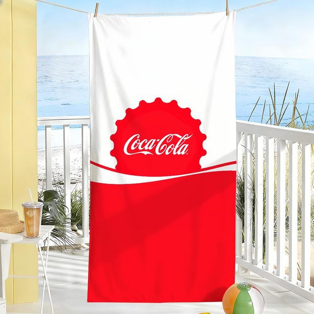Schnelltrocknendes Sport-Handtuch mit Coca-Cola Grafik-Print in Rot-Weiß, B: 100 cm, H: 170 cm - Bild 1