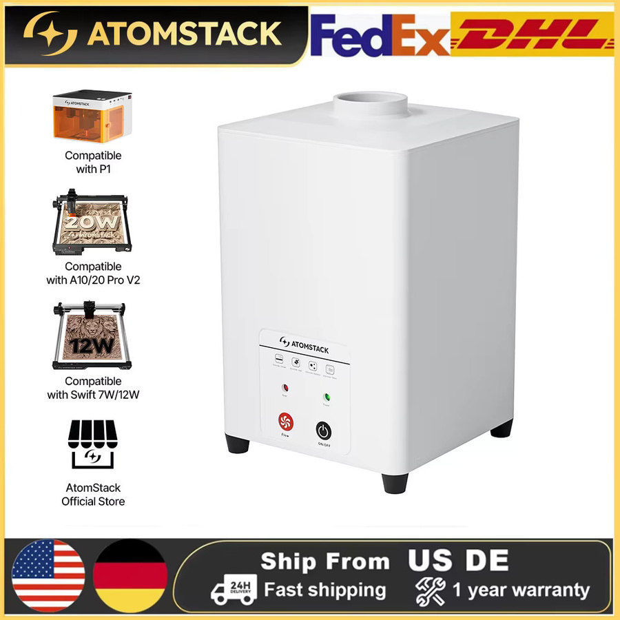 Ikier Atomic D5 MINI Laserschneid-Luftreiniger mit Aktivkohlefilter in Weiß - Bild 2