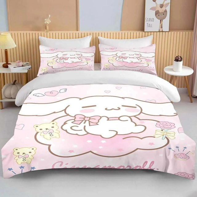 Sanrio Cinnamoroll Bettwäscheset Pink mit 1 Bettbezug und 2 Kissenbezügen, B/H: 140 x 210 cm - Bild 1