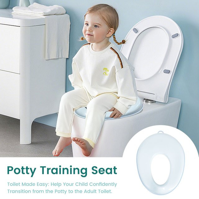 Universeller Baby-Kleinkind-Töpfchensitz mit Spritzschutz und rutschfester Oberfläche in Grau für runde und ovale Toiletten - Bild 1