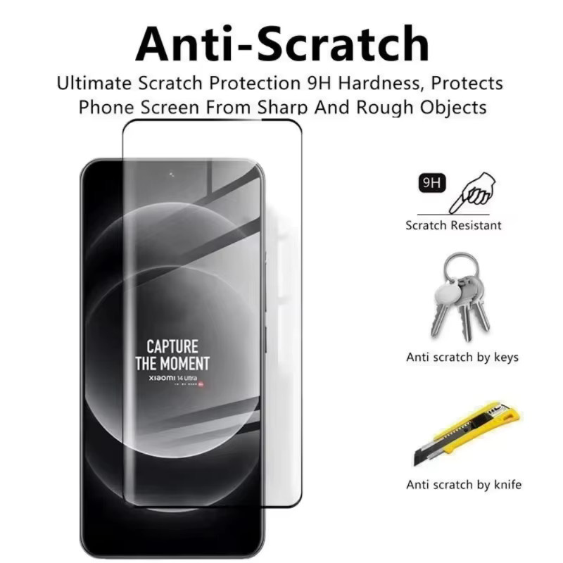 4in1 Displayschutzfolie aus gehärtetem Glas für Xiaomi 14 Ultra, 14 Pro, 13, 12 Pro und Mi 13 Pro inklusive Kameraobjektivfolie, transparent - Bild 4