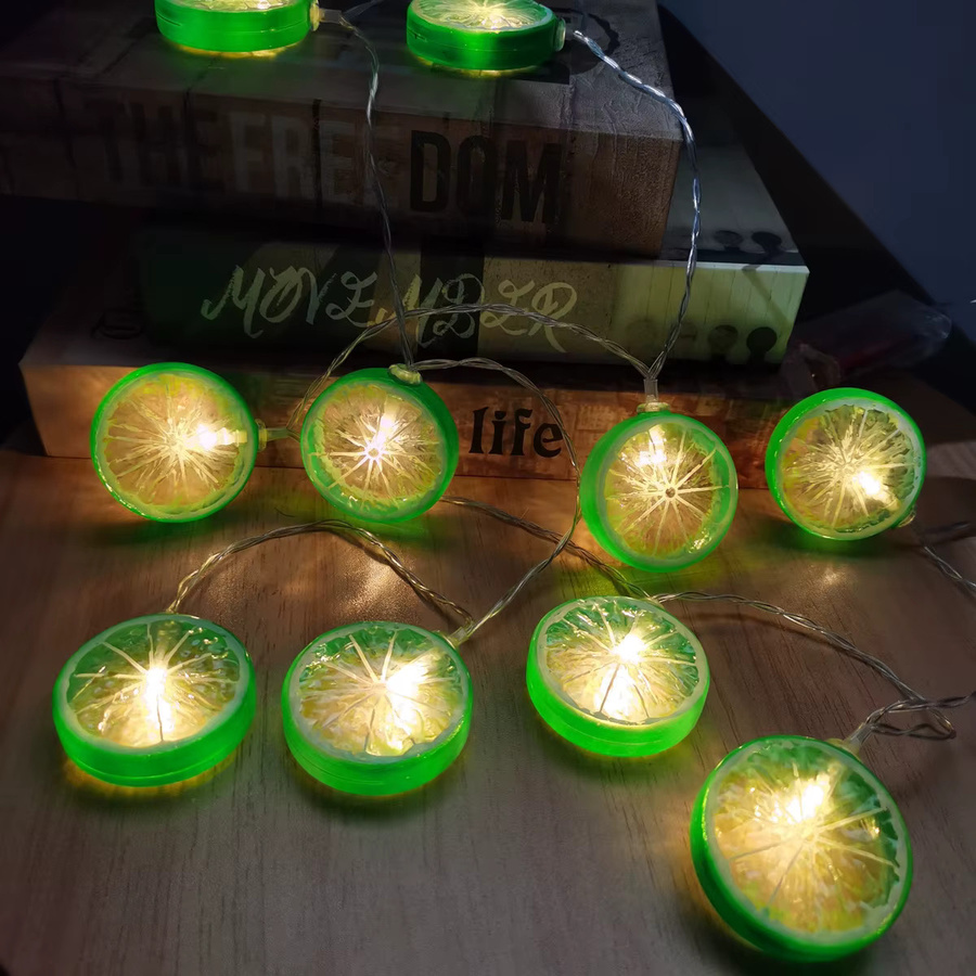 LED Zitronen-Lichterkette in Grün mit warmweißem Licht für Dekoration bei Partys, Hochzeiten und Festivals, USB-Betrieb - Bild 4