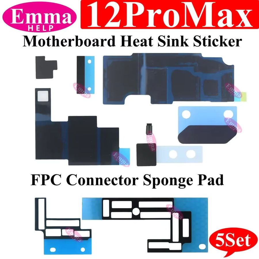 EmmaHelp 5er Set Anti-Statische Kühlkörper Aufkleber Schwamm Band in Schwarz für iPhone 11 12 13 14 15 Pro Max Logic Board FPC Stecker Reparatur - Bild 4