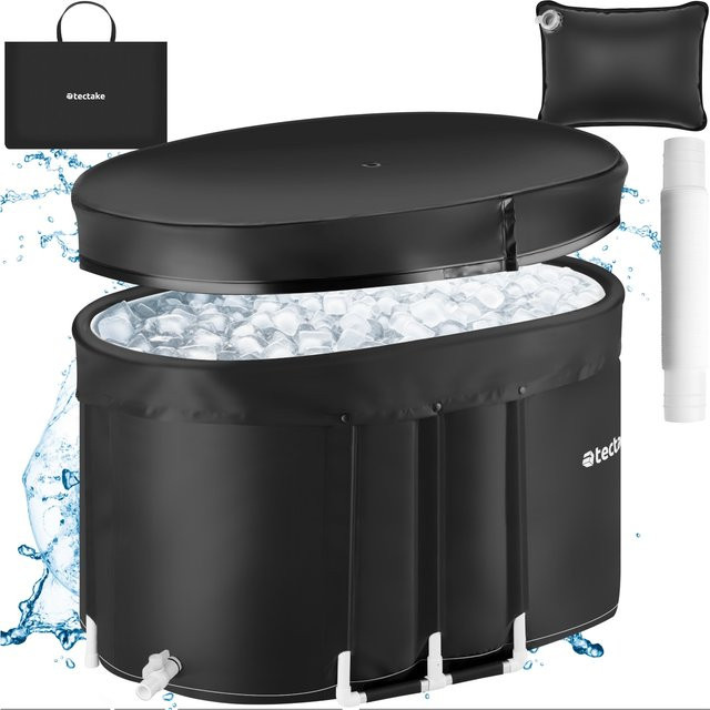 tectake Eisbadewanne Espoo faltbar mit 3-facher Isolierung und Aluminiumgestell, Schwarz, H x B x T: 66 x 70 x 105 cm - Bild 1