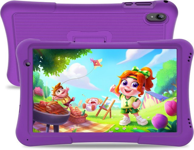 PRITOM Android Tablet für Kinder, 10 Zoll, 4 GB RAM, 32 GB Speicher, Quad Core, 6000 mAh, WiFi 6, Bluetooth, Lila - Bild 1