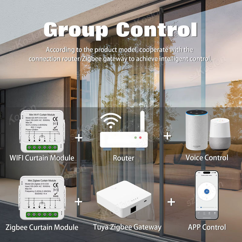 Tuya Smart Vorhang Schalter Modul für Rollos und Shutter Motoren mit WiFi und Zigbee, Farbe: Weiß, App-Steuerung kompatibel mit Alexa und Google Home via Smart Life - Bild 6