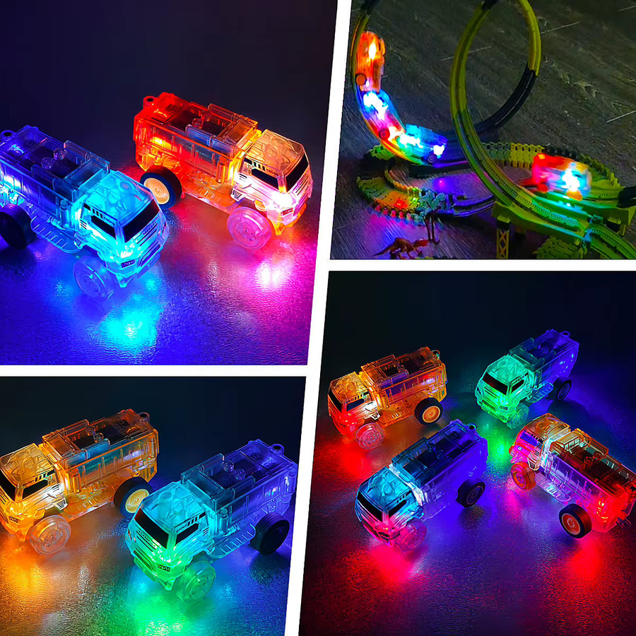 TONERJU Dinosaurier Spielzeugset mit motorisierten LED-Autos und leuchtenden flexiblen Zugschienen in Mehrfarbig - Bild 5